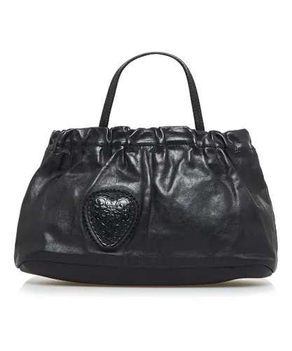 Gucci Womens Vintage Crest Satchel Black Calf Leather - One Size