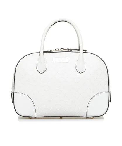 Gucci Womens Vintage Diamante Bright Satchel White Calf Leather - One Size