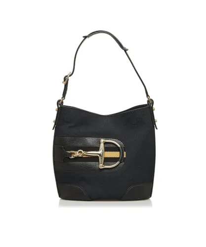 Gucci Womens Vintage GG Canvas Hasler Shoulder Bag Black Canvas (archived) - One Size