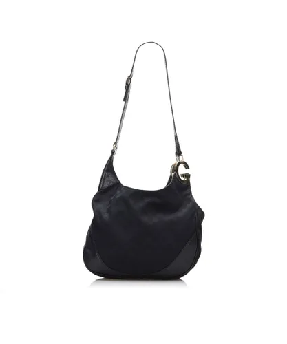 Gucci Womens Vintage GG Canvas Hobo Bag Black Canvas (archived) - One Size