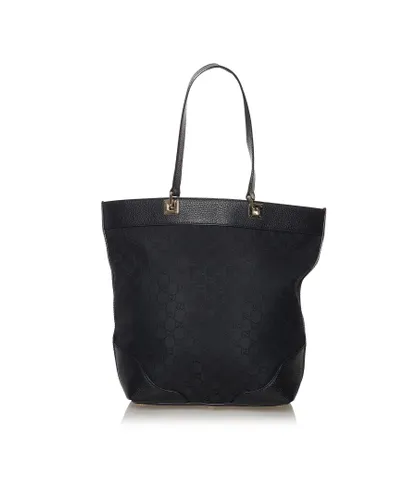 Gucci Womens Vintage GG Tote Bag Black Nylon - One Size