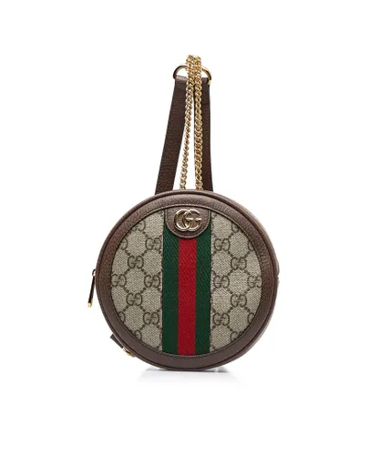 Gucci Womens Vintage Mini GG Supreme Round Ophidia Backpack Brown Fabric - One Size