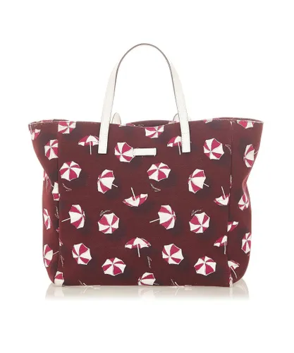 Gucci Womens Vintage Printed Canvas Tote Bag Red - One Size