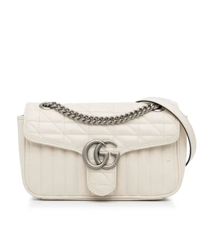 Gucci Womens Vintage Small GG Marmont Aria Matelasse Crossbody Bag White Calf Leather - One Size