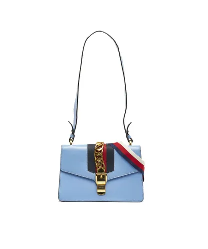 Gucci Womens Vintage Small Sylvie Shoulder Bag Blue Calf Leather - One Size