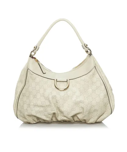 Gucci Womens Vintage ssima Abbey D-Ring Shoulder Bag White Calf Leather - One Size