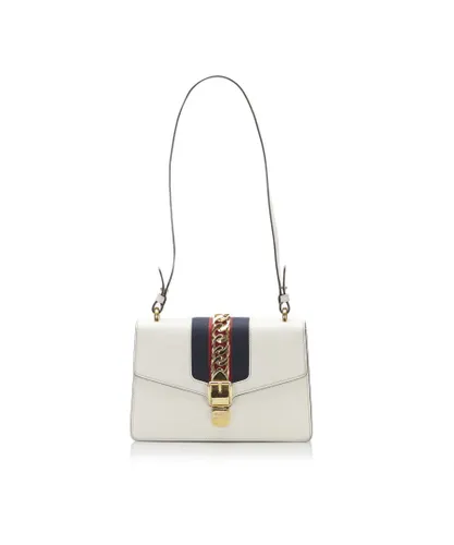 Gucci Womens Vintage Sylvie White Calf Leather - One Size