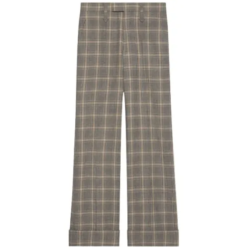 Gucci , woven-check straight-leg Trousers ,Gray male, Sizes: