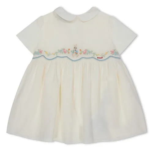 GUCCI X Peter Rabbit Cross Stitch Smock Dress Infant Girls - Cream