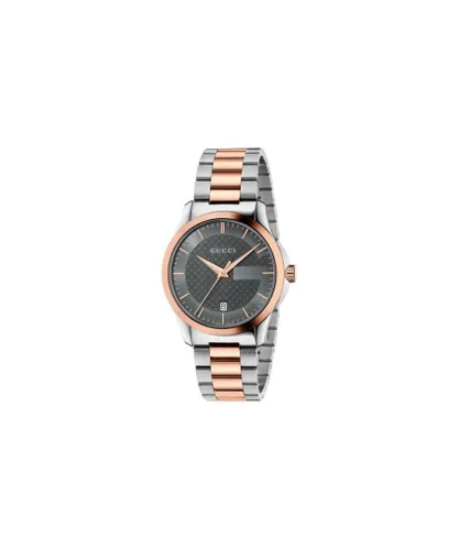 Gucci YA126446 Mens Watch - Silver & Rose Gold Stainless Steel - One Size