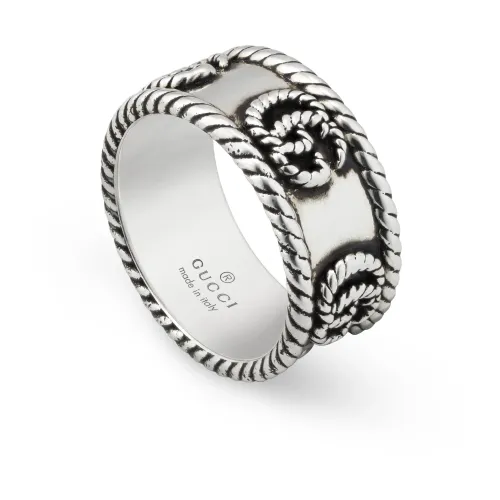 Gucci , Ybc627729001 - 925 Sterling Silver Ring with Double G Detail ,Gray female, Sizes: 52 MM