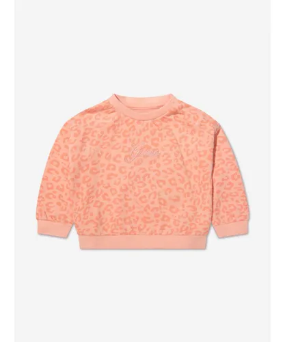 Guess Baby Girls Leopard Print Sweatshirt - Pink