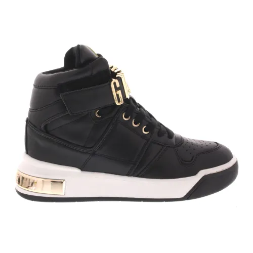 Guess , Black Synthetic Leather High Top Sneakers for Women ,Black female, Sizes: