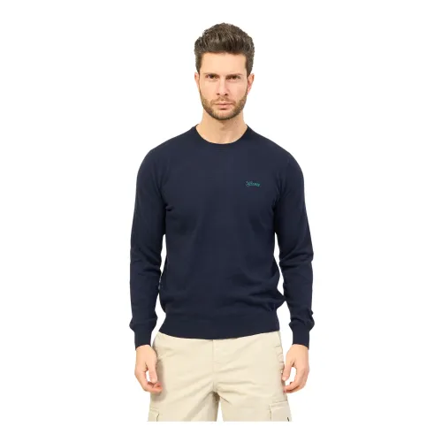 Guess , Blue Cotton Sweater Slim Fit ,Blue male, Sizes: