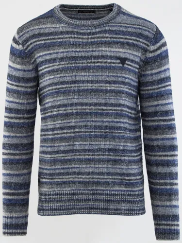 Guess Blue Crew Neck Wool Blend Sweater