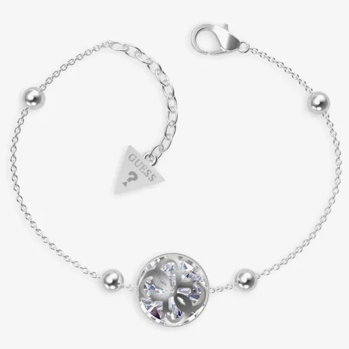 Guess Boule 4G Silver-Tone Crystal Chain Bracelet UBB01394RHL