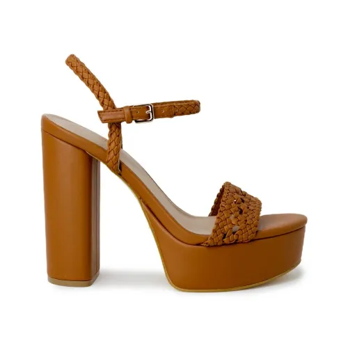 Guess , Brown Block Heel Sandals with Buckle/Bow Fastening ,Brown female, Sizes: