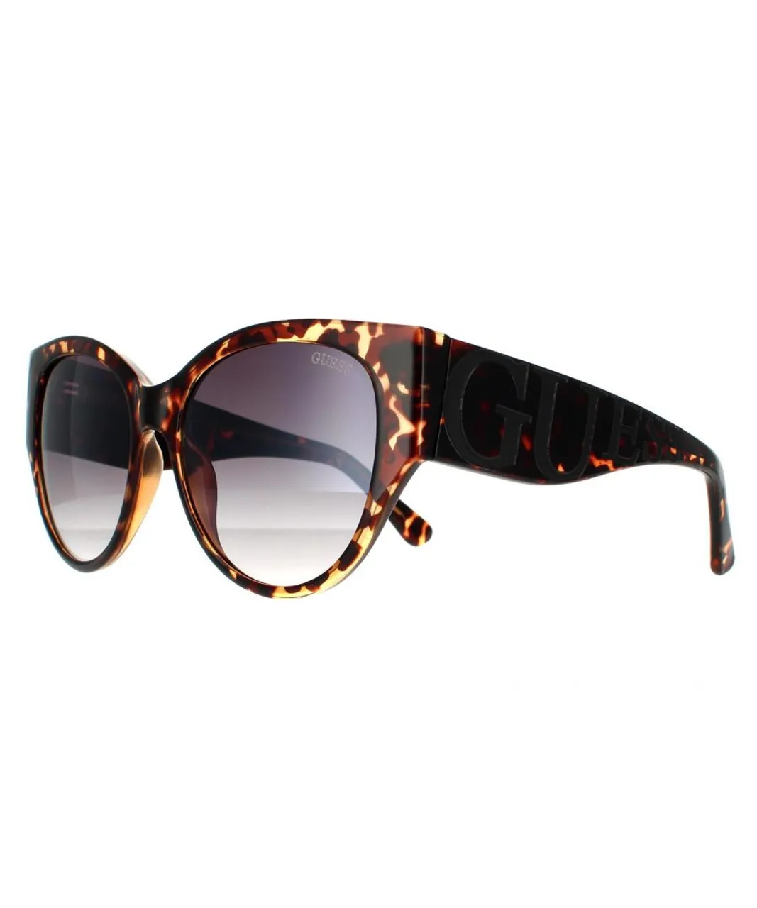 Guess Cat Eye Womens Dark Havana Smoke Mirror Sunglasses - Brown - One