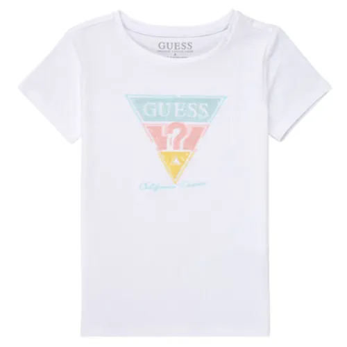 Guess  CENTROP  girls's Children's T shirt in White