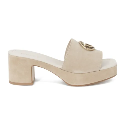 Guess , Cinzia Suede Heeled Shoes ,Beige female, Sizes:
