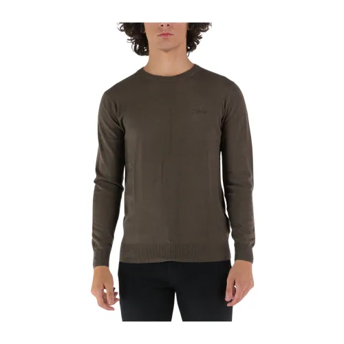 Guess , Classic Crewneck Sweater Omega ,Brown male, Sizes: