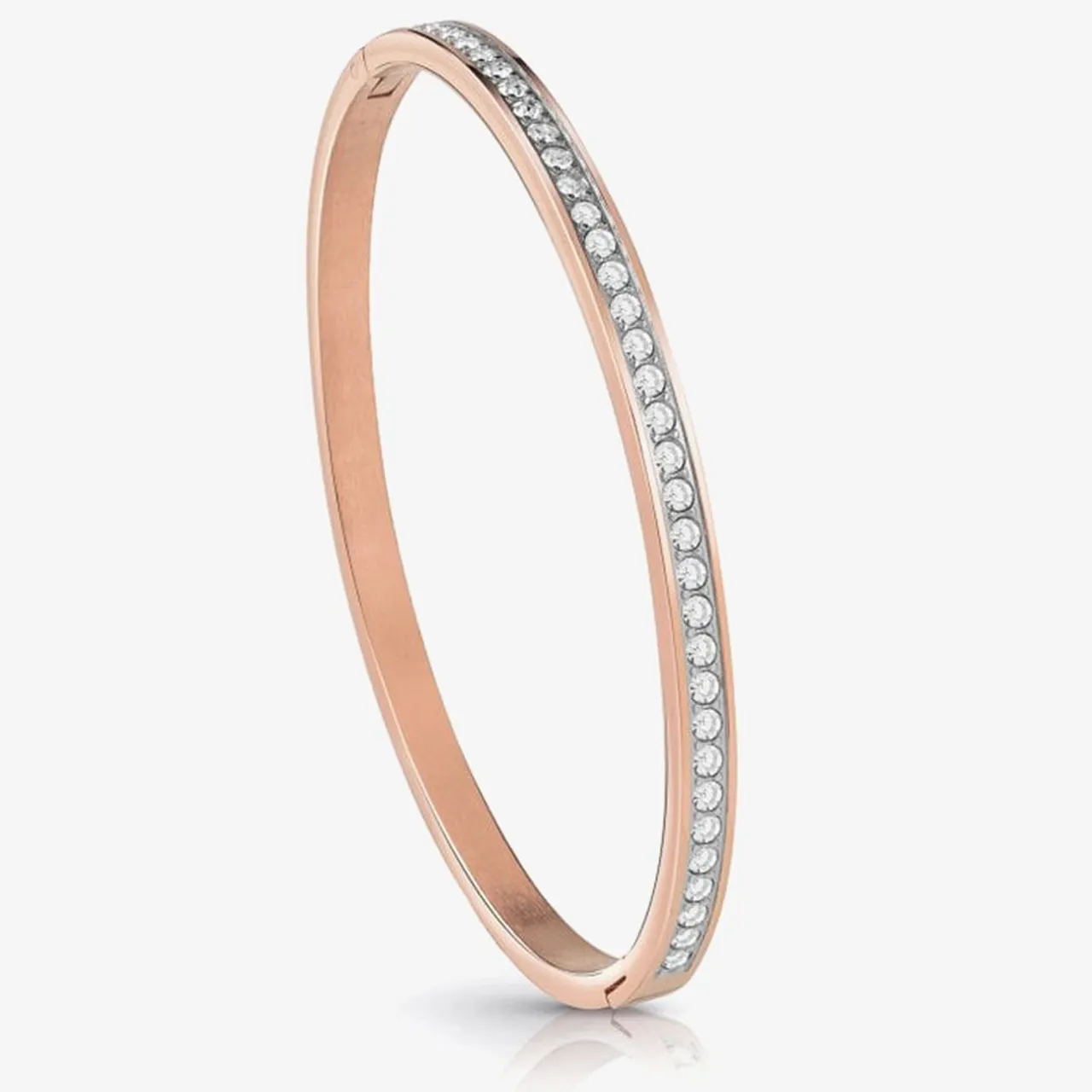 Guess Colour My Day Rose Gold Tone Crystal Hinged Bangle UBB02248RGL