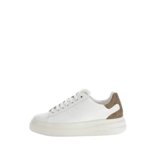 Guess , Elbina Leather Sneakers ,White female, Sizes: