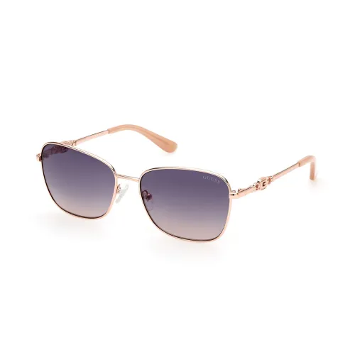 Guess , Elegant Butterfly Sunglasses with Rose Gold Frame and Blue Gradient Lenses ,Pink female, Sizes:
