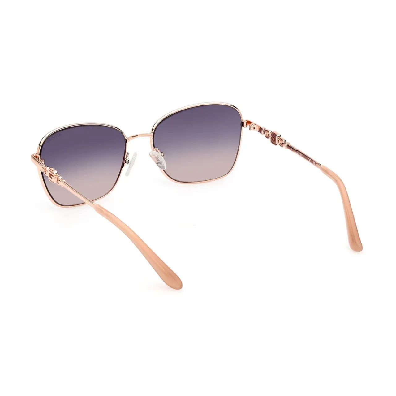 Guess , Elegant Butterfly Sunglasses with Rose Gold Frame and Brown Gradient Lenses ,Pink female, Sizes: