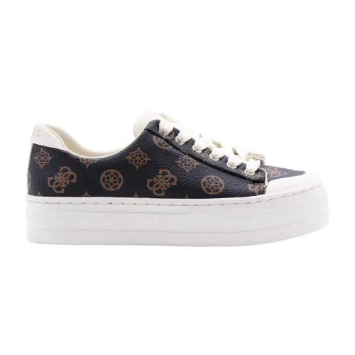 Guess , Elevated Sneakers with 3cm Raised Sole and All-Over Print ,Brown female, Sizes: