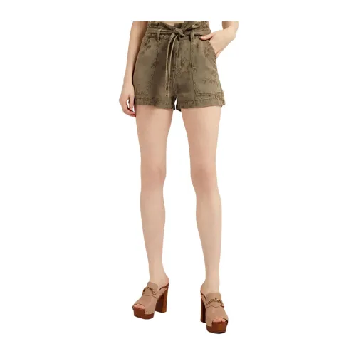 Guess , Embroidered Caramella Shorts ,Green female, Sizes: