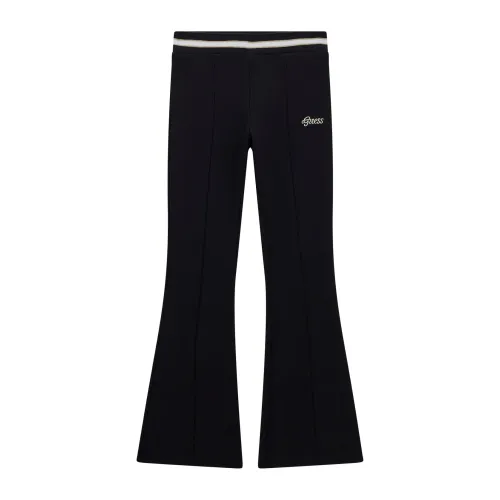 Guess , Embroidered Logo Flared Pants ,Black female, Sizes: