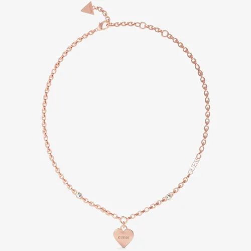 Guess Falling In Love Rose Gold Tone Heart Necklace UBN02230RG
