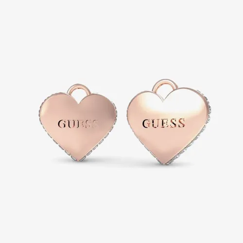 Guess Falling In Love Rose Gold Tone Heart Stud Earrings UBE02231RG
