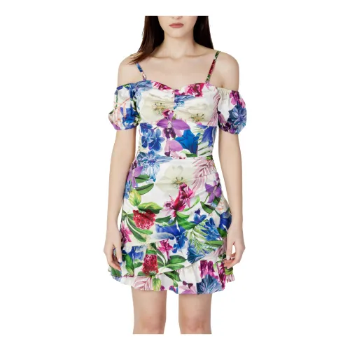 Guess , Floral Sweetheart Neckline Dress ,Multicolor female, Sizes: