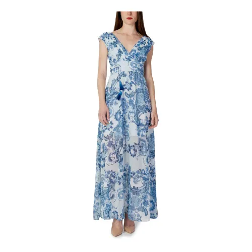 Guess , Floral V-Neck Sleeveless Dress ,Blue female, Sizes: