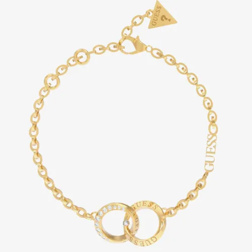 Guess Forever Links Gold Tone Crystal Chain Bracelet UBB02187YGL
