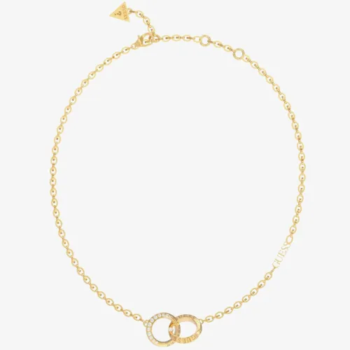Guess Forever Links Gold Tone Crystal Chain Necklace UBN02191YG