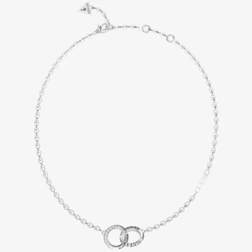 Guess Forever Links Silver Tone Crystal Chain Necklace UBN02191RH