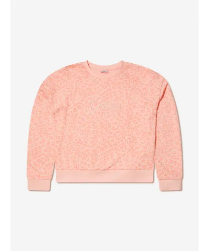 Guess Girls Leopard Print Sweatshirt - Pink