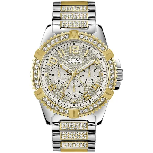 Guess , Gold Stainless Steel Men`s Watch 48mm ,Gray male, Sizes: ONE SIZE