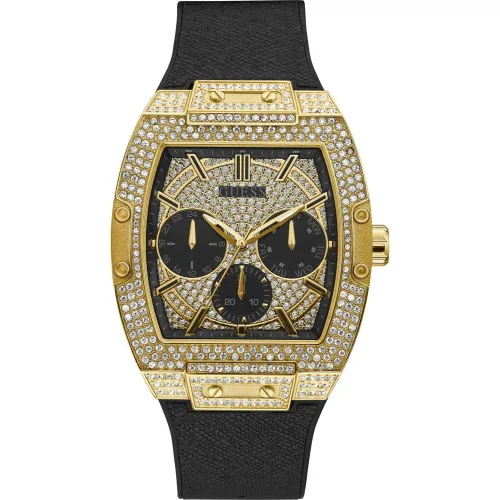 Guess , Gold-toned Crystal Phoenix Watch ,Black male, Sizes: ONE SIZE