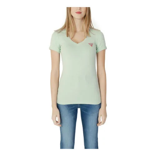 Guess , Green Marl V-Neck T-Shirt ,Green female, Sizes:
