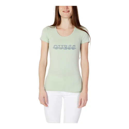 Guess , Green Print T-shirt ,Green female, Sizes:
