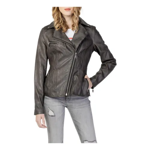 Guess , Grey Plain Blazer with Zip Pockets ,Gray female, Sizes: