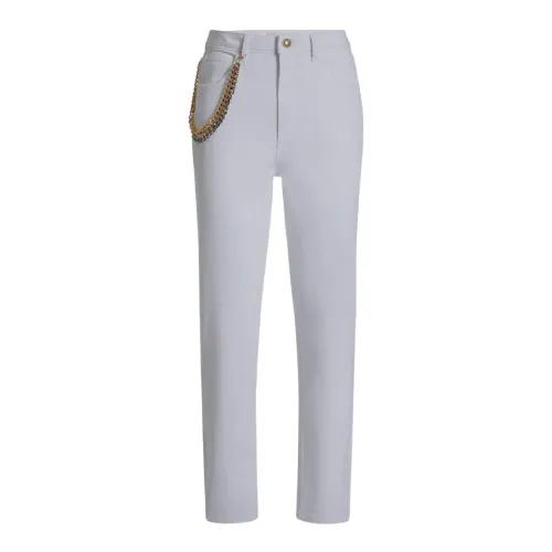 Guess , High-Waisted Slim Fit Cropped Jeans with Chain Detail ,White female, Sizes: