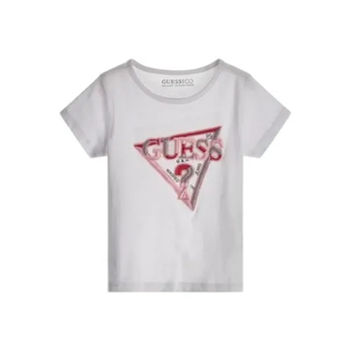 Guess  K3YI24  girls's Children's T shirt in White