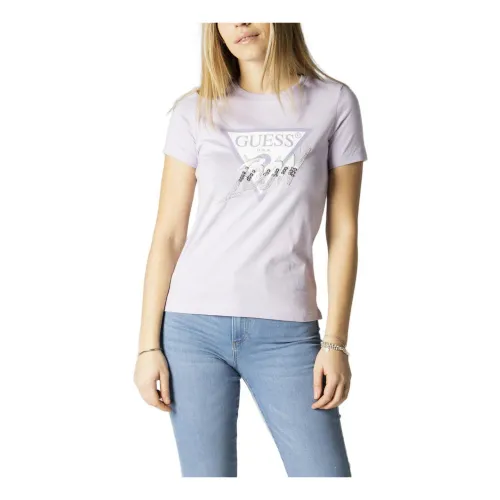 Guess , Liliac Print Short Sleeve T-Shirt ,Purple female, Sizes:
