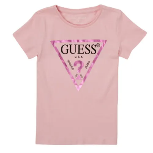 Guess  LIO  girls's Children's T shirt in Pink