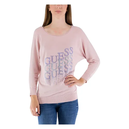 Guess , Logo Strass Sweater ,Pink female, Sizes:
